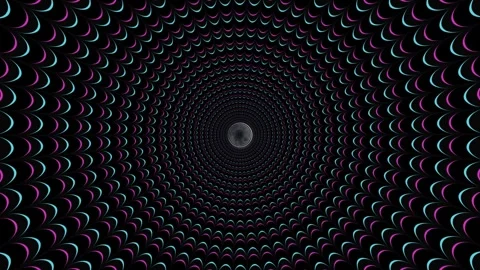 Circular psychedelic tunnel rotating, geometric 3d animation, optical illusion Stock Footage 302593645
