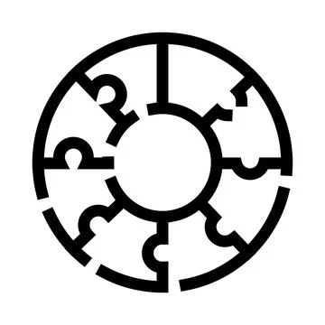 Circular puzzle pieces connecting for unity and solution Stock Illustration