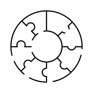 Circular puzzle pieces creating connection and cooperation Stock Illustration