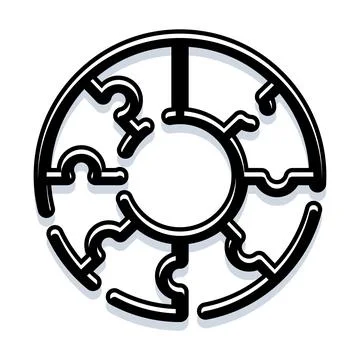 Circular puzzle pieces integrating strategy and teamwork concept Stock Illustration
