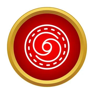 Circular racing track symbol on red button Stock Illustration
