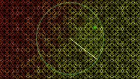 Circular radar animation over hexagonal pattern with green and red hues Stock Footage 305010683
