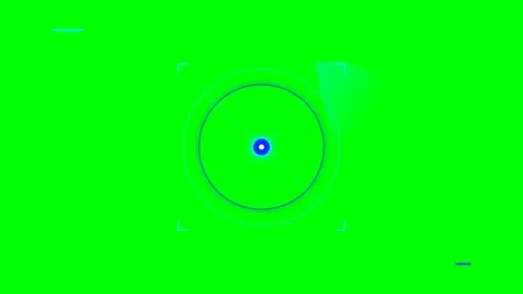 A circular radar interface display isolated on a solid chroma key green scree Stock Footage 340901693
