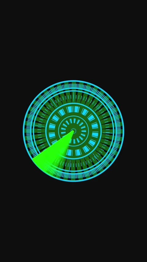 Circular Radar Scan with Blue and Green Segments on vertical mobile video B.. Stock Footage 344732235