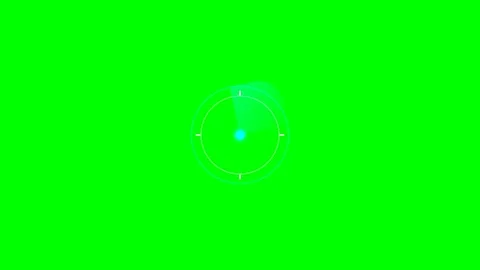 Circular radar scanning interface with a bright blue center on green screen Stock Footage 340266628
