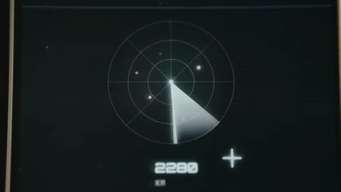 Circular radar scope with a sweeping scanner bar, objects plotted on the grid Stock Footage 333853015