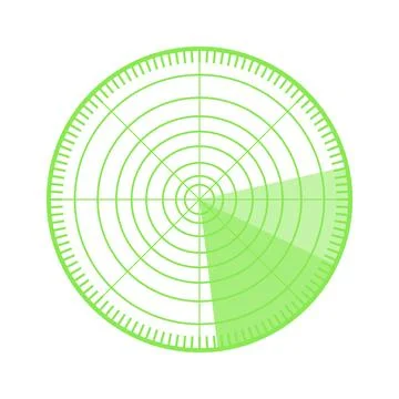 Circular radar screen scanning detecting objects system Illustrazione stock