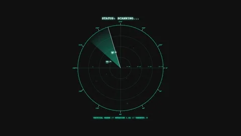 Circular Radar Sonar Scanning HUD, Futuristic Detection Motion Graphics Video stock 347162968