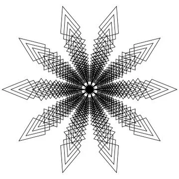 Circular, radial abstract element on white. Radiating shape with distortion Illustrazione stock