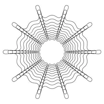 Circular, radial abstract element on white. Radiating shape with distortion Stock Illustration