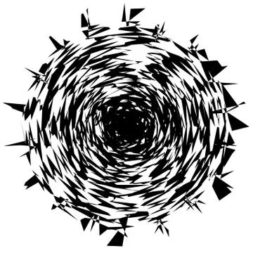 Circular, radial abstract element on white. Radiating shape with distortion Stock Illustration