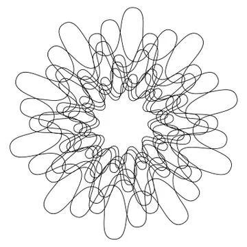 Circular, radial abstract element on white. Radiating shape with distortion Stock Illustration