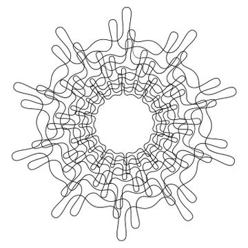 Circular, radial abstract element on white. Radiating shape with distortion Stock Illustration