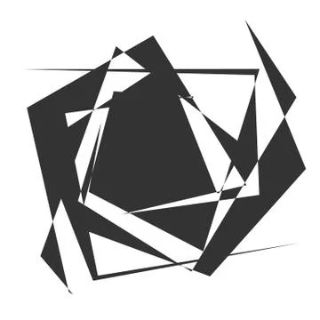 Circular, radial abstract element on white. Radiating shape with distortion Stock Illustration