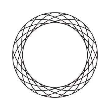 Circular, radial abstract geometric frame. Black and white vector frame. Stock Illustration