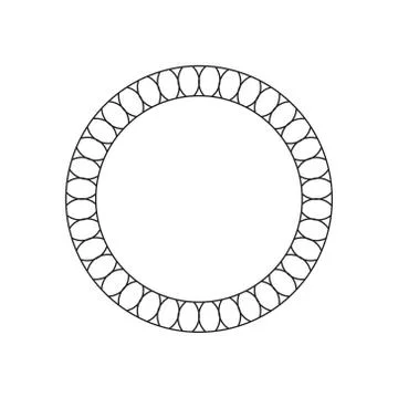 Circular, radial abstract geometric frame. Black and white vector frame. Stock Illustration