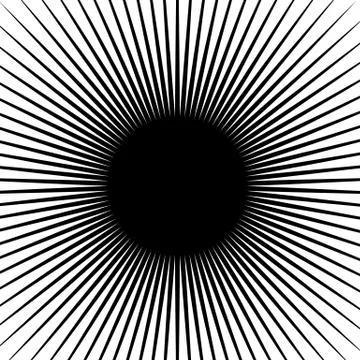 Circular radial lines pattern. Radiating stripes abstract element / shape. Stock Illustration