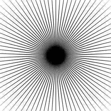 Circular radial lines pattern. Radiating stripes abstract element / shape. Stock Illustration