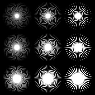 Circular radial lines pattern. Radiating stripes abstract element / shape. Stock Illustration