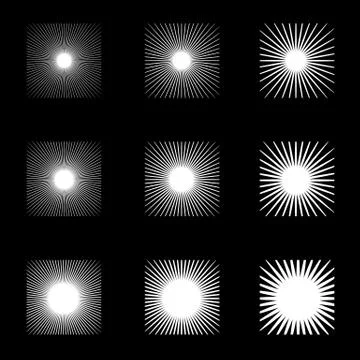 Circular radial lines pattern. Radiating stripes abstract element / shape. Stock Illustration