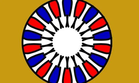 Circular Radial Pattern With Red, Blue, And White Segment Stock Illustration