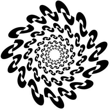 Circular, radiating element. Abstract monochrome geometric graphic. Illustrazione stock