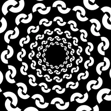 Circular, radiating element. Abstract monochrome geometric graphic. Stock-Illustration