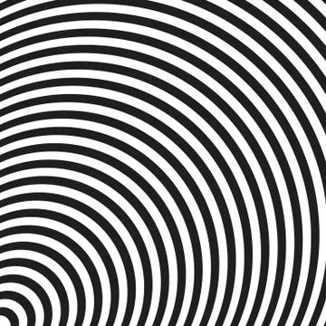 Circular, radiating lines, concentric circles, ovals geometric pattern. Stock Illustration