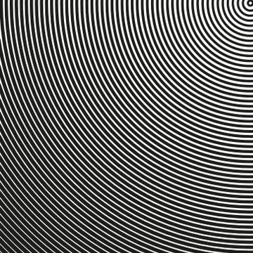 Circular, radiating lines, concentric circles, ovals geometric pattern. Stock Illustration