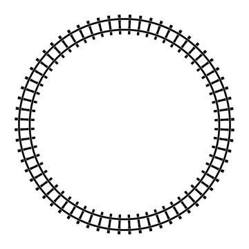Circular railway track geometry engineering concept uniform motion physics .. Stock Illustration