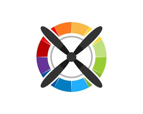 Circular rainbow colors with plane propeller inside Stock Illustration