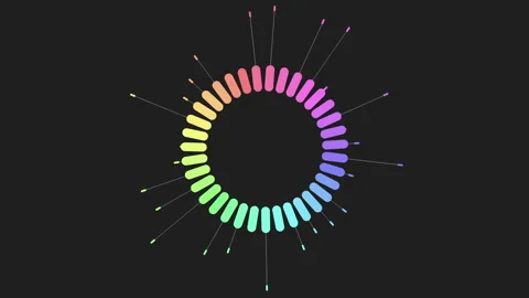 Circular rainbow lines on black background Stock Footage 278065673