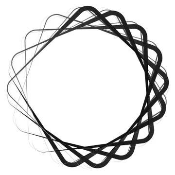 Circular random lines. Abstract circle monochrome black and white element Stock-Illustration