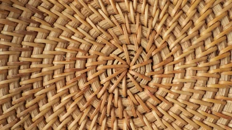 Circular rattan woven texture looping background Stock Footage 336038442