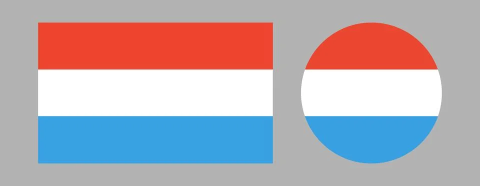 Circular, rectangle Luxembourg Flag set. Luxembourg flag icons. Round Stockillustratie