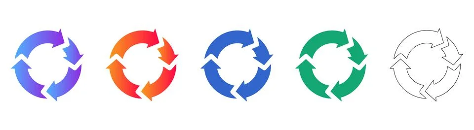 Circular Recycling and Process Loop Icons Stock Illustration