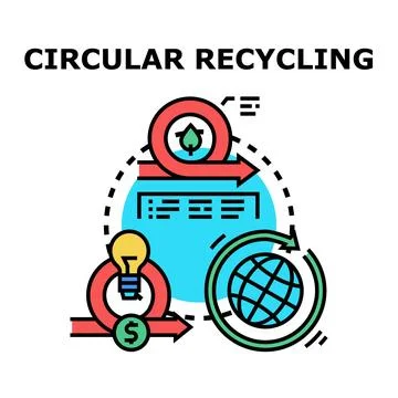 Circular recycling developing sustainable economic model process Stock Illustration