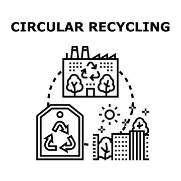 Circular recycling developing sustainable products and economy Stock Illustration