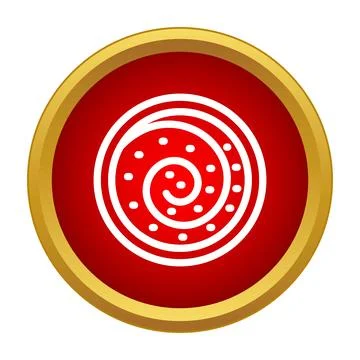 Circular red button showing white spiral icon Stock Illustration