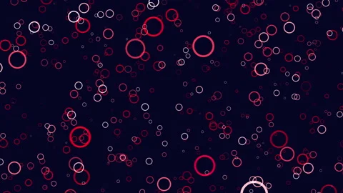 Circular red circles floating on black background, abstract pattern Vídeo Stock 255985289