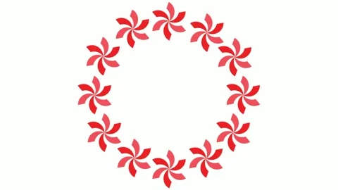 Circular red flower frame animation Stock Footage 242771824