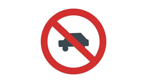 A circular red no parking or no vehicles allowed road traffic sign icon. Stock Footage 333373675