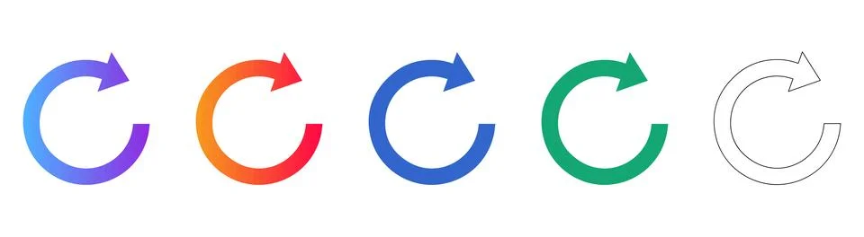 Circular Refresh and Reload Arrow Icon Set Stock Illustration