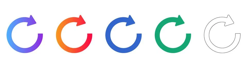 Circular Refresh and Reload Arrow Icons for Web UI Ilustração Stock