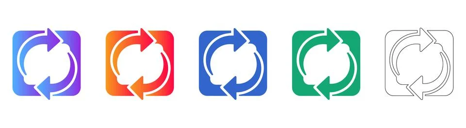 Circular Refresh and Reload Icon Set Stock Illustration