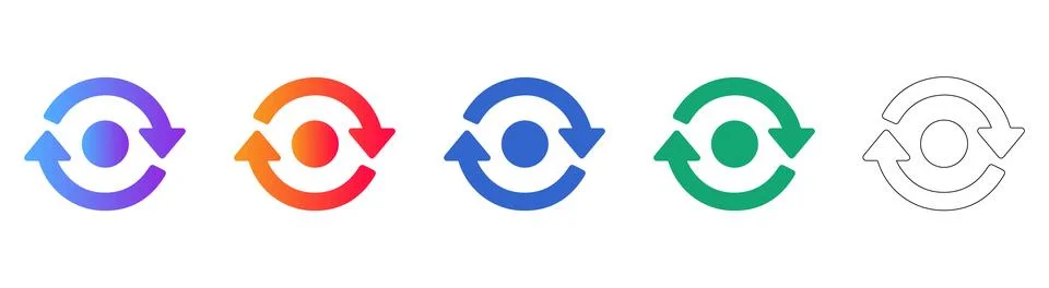Circular Refresh and Reload Icons Set Stock Illustration