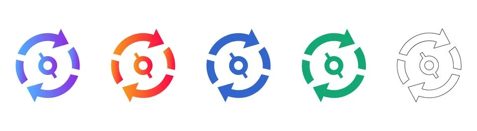 Circular Refresh and Sync Icons Set Stock Illustration