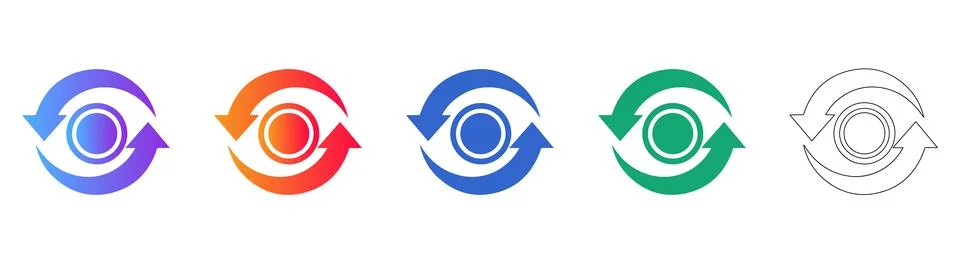 Circular Refresh and Update Icons Set Stock Illustration
