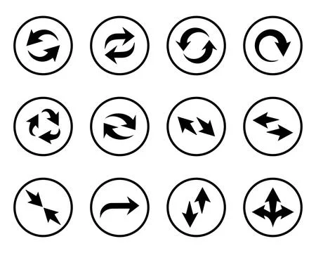 Circular Refresh Arrows in Circles Set Stock Illustration