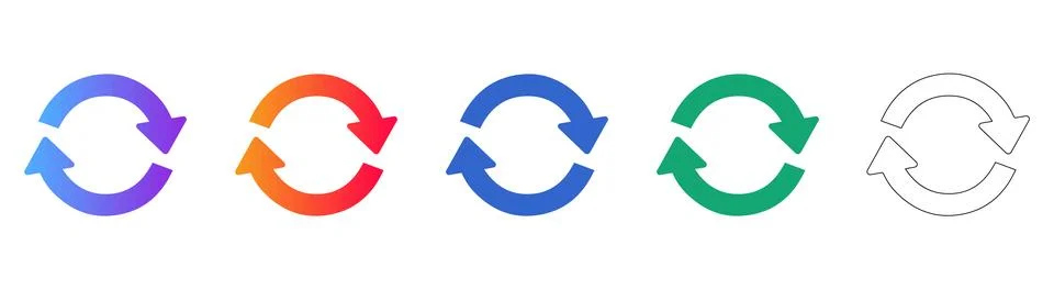 Circular Refresh Arrows Icon Set 스톡 일러스트